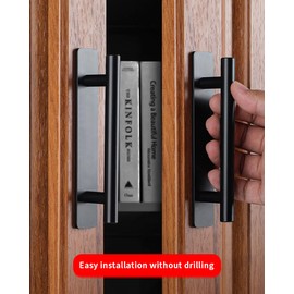 BaiNong 2 Pack Stick on Handle 5-3/4 inch Matte Black self Adhesive Cabinet Handles Kitchen Adhesive Drawer pulls no Drill Drawer pulls for Closet Sliding Shower Door