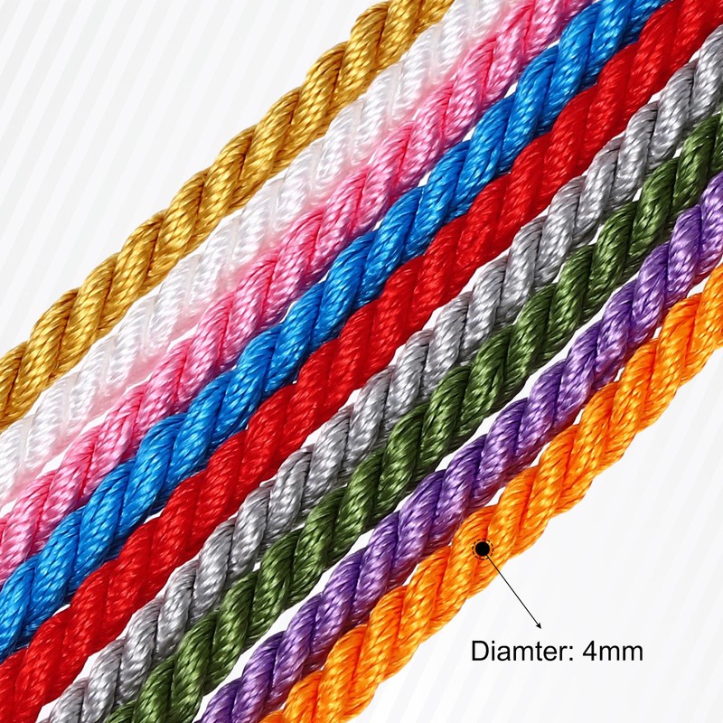 sourcing map Twisted Cord Trim, 5 Yard 4mm 3-Ply Twine