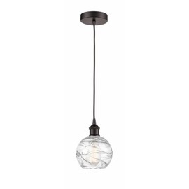 Athens Deco Swirl - 1 Light Mini Pendant in Industrial Style-8.75 Inches Tall and 6 Inches Wide-Oil Rubbed Bronze Finish
