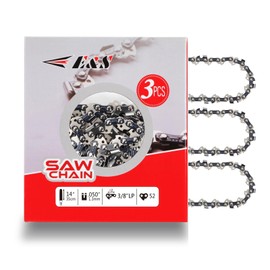 E & S 3 Pack 14 Inch Chainsaw Chain 3/8" LP Pitch .050" Gauge 52 Drive Links Semi-Chisel Chain Saw Chains for Husqvarna, Poulan, Craftsman, Greenworks and More Chainsaw Brands