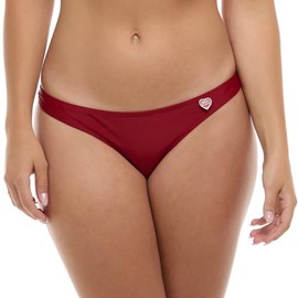 Body Glove Standard Smoothies Solid Minimal Coverage Thong Bikini Bottoms for Women, Cranberry, Large