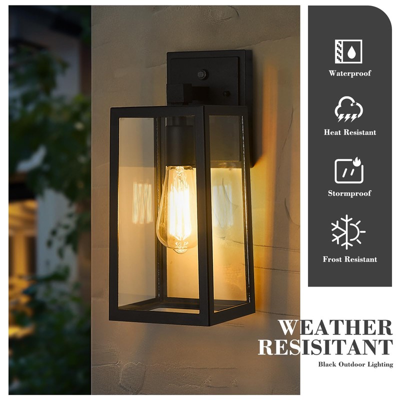 Emliviar Outdoor Wall Lantern, 13.8 Inch 1-Light Exterior Porch Light
