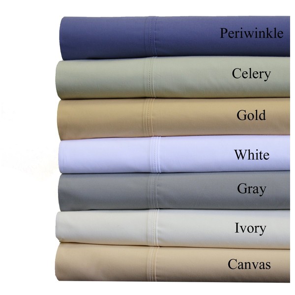 Abripedic Percale Sheets, 300-Thread-Count, 4PC Solid Sheet Set, 100% Cotton,