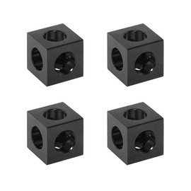 Zeberoxyz Pack of 4 Corner Angle Cube Black with Screws 2020 Series Aluminium Block Cube for Slot 6 mm Aluminium Extrusion Profile 3D Printer Accessories (4 Pieces Cube Corner with Screws)