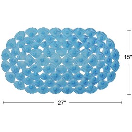 Linfevisi Bathtub Mat Non Slip, Oval Bath Mat for Tub with Suction Cups and Drain Holes, Machine Washable Tub Shower Mats for Bathroom 27 x 15 Inches, Phthalate Latex Free (Blue)