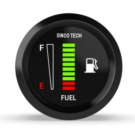 SINCO TECH 12V Universal 2" 52mm Fuel Level Gauge Auto Car Meter White LED Light (Fuel Gauge)
