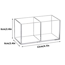 Dayaanee 4 Section Acrylic Makeup Organizer, 9.45x2.36x2.36 Inches Pen Holder Plastic Bathroom Storage Organizer Plastic Square Cube for Makeup Jewelry Accessories Candy Gift Accessories