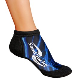 Vincere Sand Socks Low Cut Sprites Beach Volleyball Soccer Running Men's Women's (Blue Lightning, Large) L