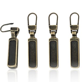 MAEXUS Zipper Pulls, Zipper Pulls, Set of 4, Replacement Zippers, Metal Zippers, Easy to Install, For Luggage, Wallets, Clothes, Shoes, Zipper Repair, Replacement, DIY Crafts, Handmade Sewing (Bronze)