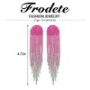 Pink Rhinestone Drop Earrings for Women Sparkly Long Tassel Earrings