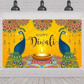 Diwali Photo Backdrop Happy Diwali Banner Deepawali Indian Festival of Lights Decorations and Supplies for Home