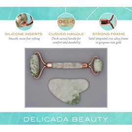 Jade Roller and Gua Sha Set, Face and Body Massage, Elegant Beauty Tools to Enhance Skin Care, Reduce Puffiness, with Storage Pouch and Presentation Box, Pamper Gifts for Women