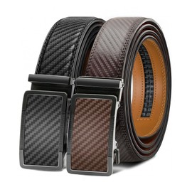 QVGFCTB Mens Belts 2 Pack-Ratchet Slide Adjustable Leather Belts for Men, Trim to Fit, Dress&Casual (1 3/8") (Black & Brown, 34"-40" Waist Adjustable)