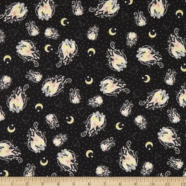 Michael Miller Light Up My World by The Light of The Fire Glow in The Dark Black, Fabric by The Yard