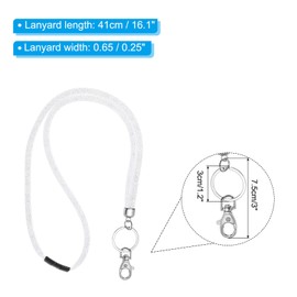 PATIKIL Bling Keychain Lanyards, Crystal Lanyard Strap Keys Strap Keychain with Metal Clasp for ID Badge Holder Keys, White