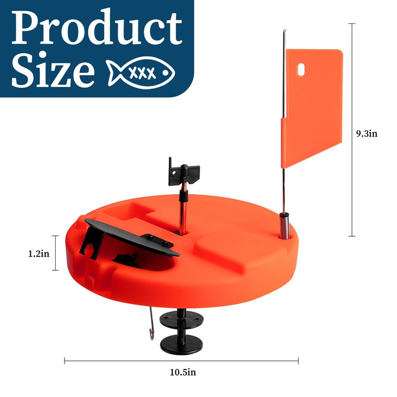 Adnee Ice Fishing Tip-Up - 10.5" Thermal Tip-Up with Orange
