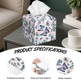 Tropical Butterflies Tissue Box Holder,Colorful Splash Dots Cube Tissue Box Cover Holder,Leather Facial Paper Organizer Dispenser Home for Bedroom Night Stands,Kitchen,Office and Car,5.2"×5.2"×5.2"