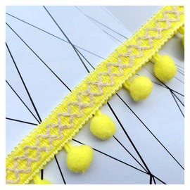 5 Yards Colourful Pom Poms Tassel Border 3 cm Pompom Trim Pompoms Fringe Trim Bobble Ribbon for Sewing Crafts Pompom Ribbon Lace Bobble Ribbon for DIY Clothing Curtain Decoration Yellow