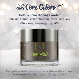 SNS Nail Dip Powder, Gelous Color Dipping Powder - Awe-Inspiring (Gray/Taupe, Shimmer) - Long-Lasting Dip Nail Color Lasts 14 Days - Low-Odor & No UV Lamp Required - 1.5oz