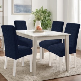 Ystyle Stretch Chair Covers, Set of 4, Universal Elastic Chair Covers, Washable Chair Covers, Decoration Covers for Chairs, Comfort Chair Cover, Chair Cover for Home, Hotel, Banquet, Dark Blue