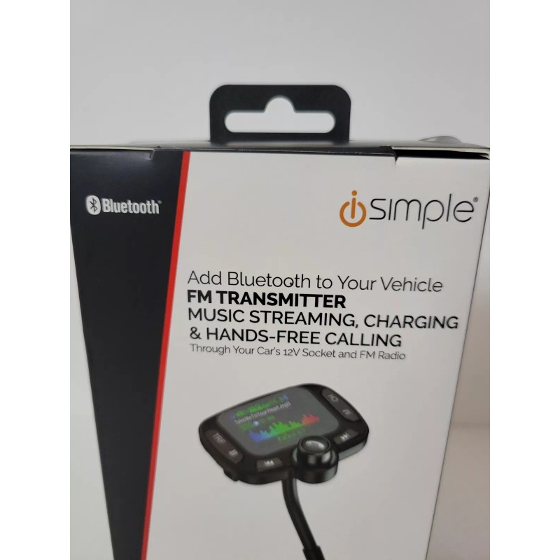 iSimple Bluetooth 5.0 FM Transmitter w/ Expandable Arm. Music Streaming,