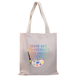 PLITI Art Lover Gift There Are No Mistakes Just Happy Accidents Art Student Inspirational Tote Bag (No mistakes TGU)