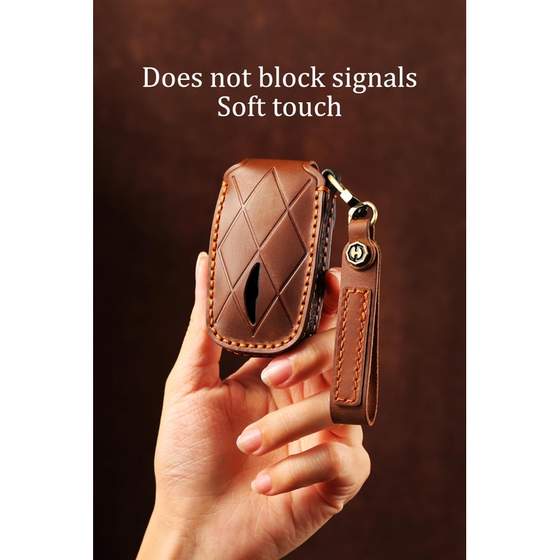 HIBEYO Leather Key Fob Cover Compatition with Genesis GV60 GV80