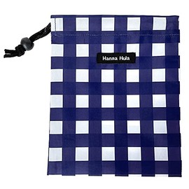 Deodorizing Drawstring Bag, Small, Antibacterial, Gingham Navy