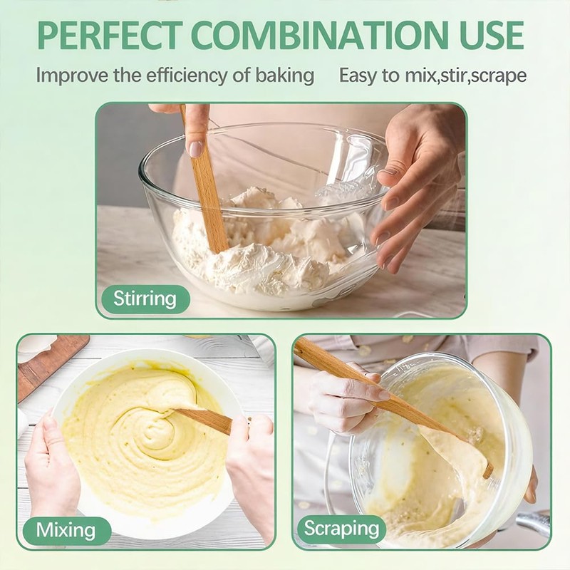 Golyhel 2 PCS Wooden Spurtle Set, 12'' Mixing Stir Stick