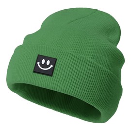 Orfila Beanies for Men Women Smiley Face Warm Winter Hat Toque Unisex Gifts for Men Women Boyfriend Him Army Green