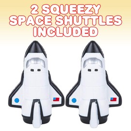 ArtCreativity Squish Space Shuttle, Set of 2, Slow Rising Squeezy Space Themed Stress Relief Toys for Kids, 4.75 Inch Squeezable Outer Space NASA Party Favors and Desk Decorations