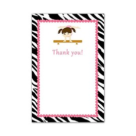 30 Blank Thank You Cards Notes Gym Zebra Pink Black Girl Birthday Baby Shower + 30 White Envelopes