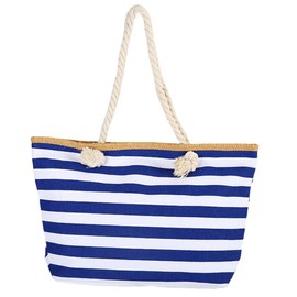 FAVORTALK Tote Bag Canvas Cute Bag with Zipper for Women Shoulder Foldable Shopping Bag for Travel Library Simple Internal Sticker(Sapphire Blue),B25807