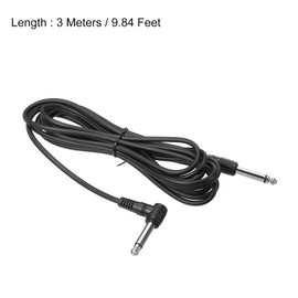sourcing map Guitar Instrument Cable 9.84 Feet 1/4 Inch to 1/4 Inch TRS Straight to Right Angle Electric Bass Curly Cable Cord for Guitar Bass Black