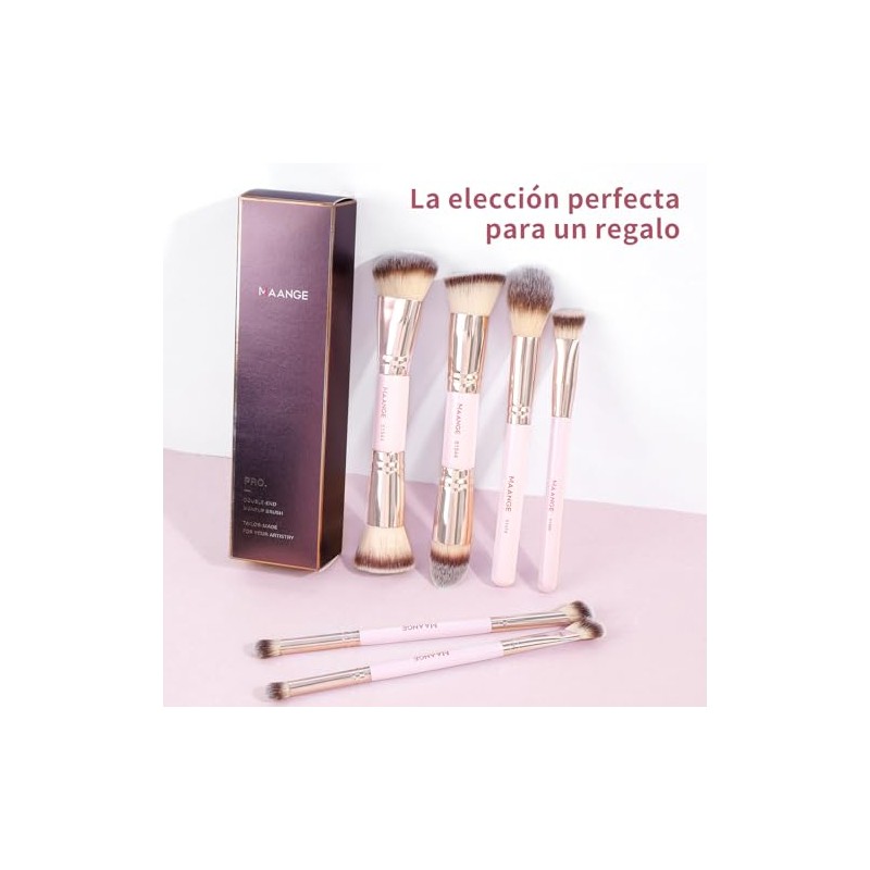 Maange 6pcs Brochas Maquillaje Doble Punta Set Multi Usos Estuche