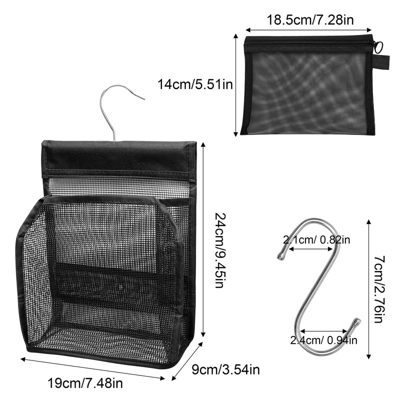 Juyibaao Hanging Mesh Shower Caddy with Hooks & Mesh Makeup