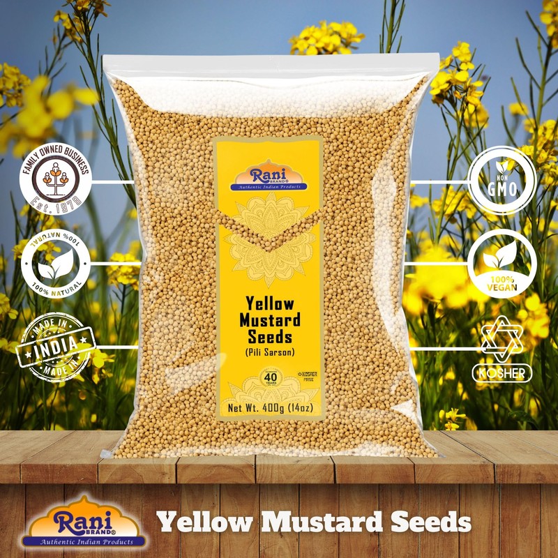 Rani Yellow Mustard Seeds Whole Spice 14oz (400g) ~ Ideal