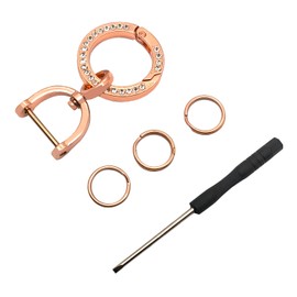 Crystal Bling Car Keychain for Women Men Glitter Rhinestone Car Key Chain Metal Key Ring Holder Accessories for Girl (Pink)