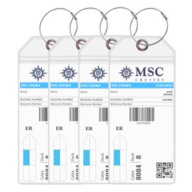 MSC Cruise Luggage Tag Holders [4 Pack] – Waterproof, Durable Plastic with Steel Loops – Fits All MSC Ships for Cruising in 2025, 2026 and 2027 – Cruise Essentials by Anchors Up