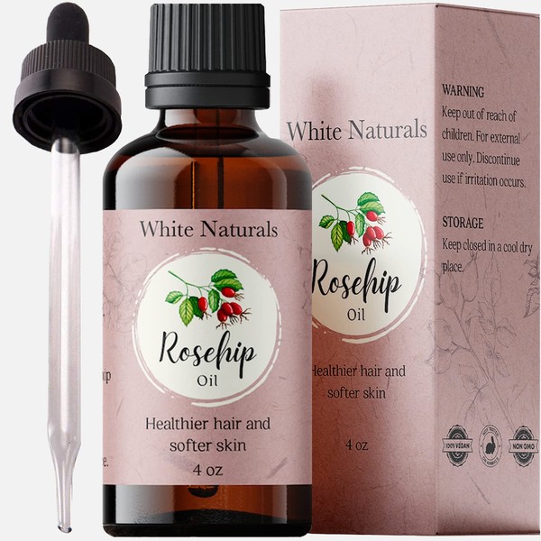 Rosehip oil Cold Pressed, Unrefined 100% Pure Rose Hip oil, Natural Moisturizer — For Face Hair Skin and Nails 4 oz