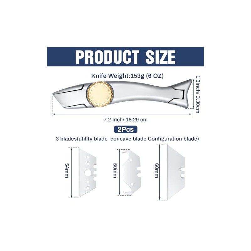 WILLBOND 2 Sets Navajas Roofing Heavy Duty Shark Vinyl Knife