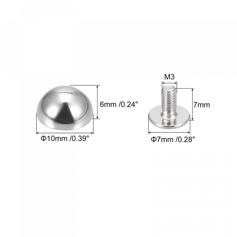 sourcing map 10x6mm Screw Back Rivets Solid Round Head Leather
