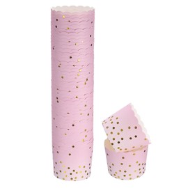 sourcing map 50Pcs Colorful Paper Baking Cups 6oz Cupcake Wrappers Scalloped Muffins Liners Disposable Greaseproof Containers for Birthday Party, Gradient Pink
