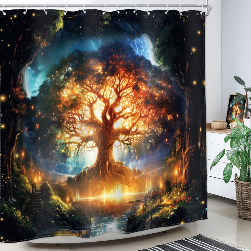 Homewelle Tree of Life Shower Curtain Mysterious Magical Enchanted Woodland