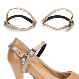 1 Pair High Heel Shoe Straps, Detachable Adjustable Anti-loose Shoe Ankle Straps Laces Band Replacement with Buckle for High Heels Shoes Pumps(Gold)