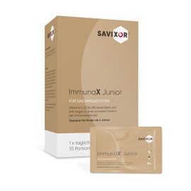 Savixor ImmunaX Junior Mineral and Vitamin Complex for Children 10 x 5.5 g - Contains 150 mg C Vitamins Supplemented by D, B6, B12, Zinc, Selenium, Magnesium and Calcium, Made in Germany & Halal