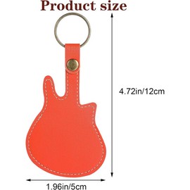 Guitar Pick Holder, Leather Guitar Pick Case Portable Guitar Picks Holder Plectrum Holder Case with 5 Guitar Picks for Bass Electric & Acoustic Guitars (Orange)