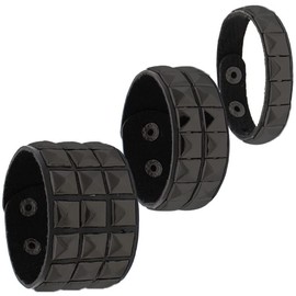 BaBakiak 3 Piece 80s Leather Studded Punk Bracelet, Rock Studded Leather Wristband for Men Women