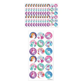 HENBRANDT Large Unicorn Stickers 180 Assorted Unicorn Stickers Teachers School Reward Arts and Crafts for Kids Birthday Party Bag Favours Loot Bag Fillers Lucky Dip Favours for Girls and Boys