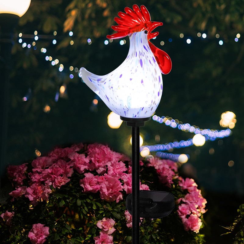Afirst Decorative Solar Lights Outdoor Solar Rooster Stake Lights Hand